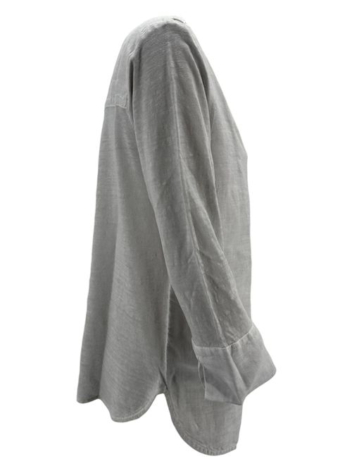 Women's v-neck pearl linen shirt with applied beads 120% Lino | 31ALIW70FS-000E908S00061